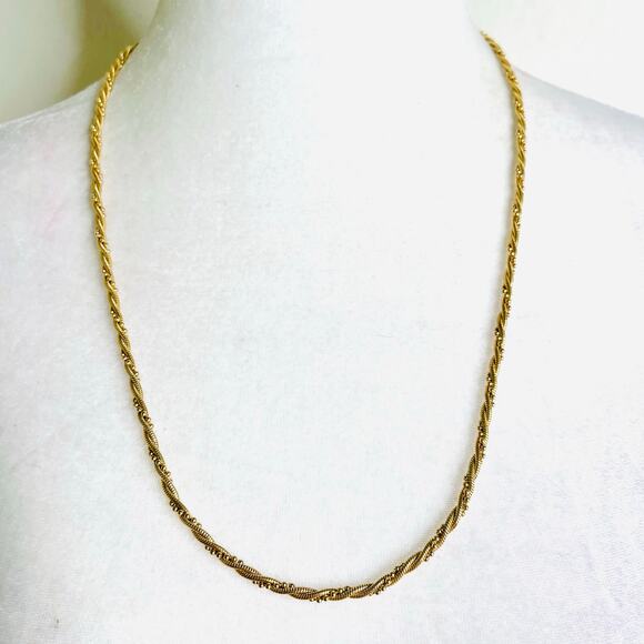 Vintage Napier Gold Tone Twisted Ball and Cord Chain 24in Necklace - Picture 2 of 4